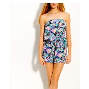 Karina Grimaldi Silk Playsuit Large Floral Feminine Boho Soft Clean Girl Romper